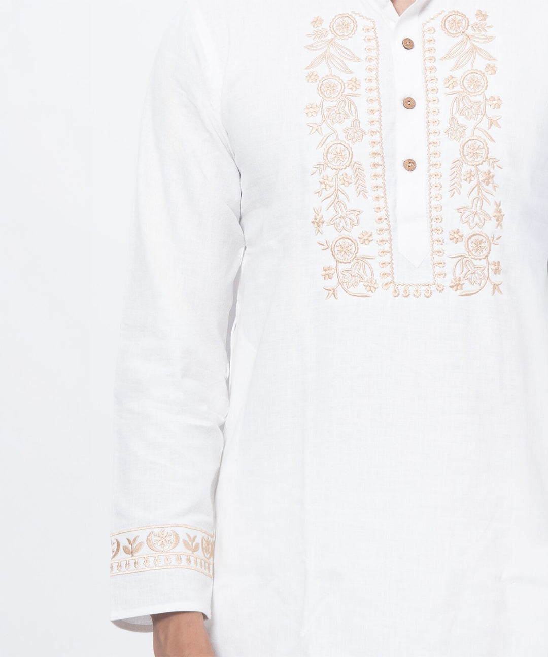 Elegant White Pushp Embroidered Kurta Set