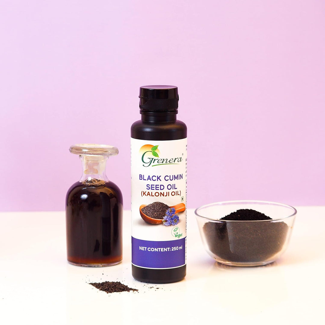 Grenera Black Cumin Seed Oil 250 ml, Cold Pressed, Nigella Sativa, Kalonji Oil for Immunity, Skin, Hair