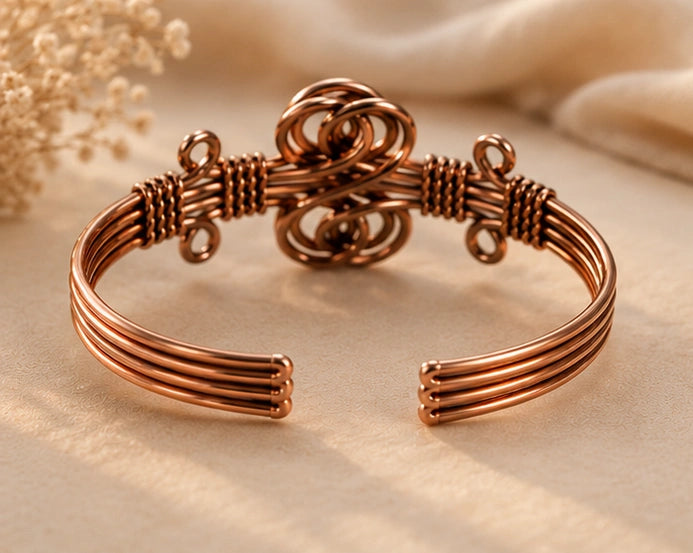 Designer Copper Kada for Women – Beautifully Carved Ayurvedic Copper Bracelet