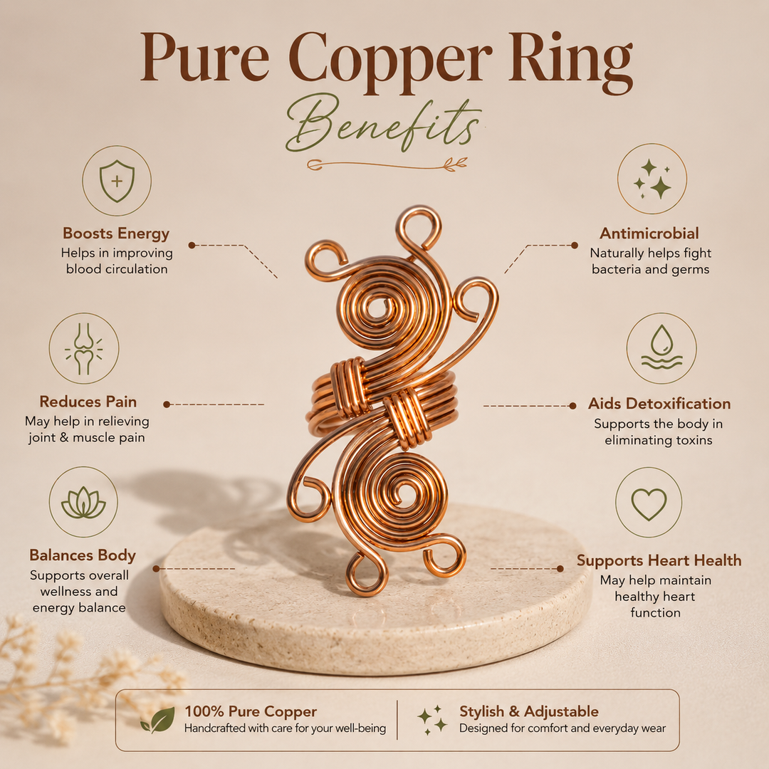 Bamboology Trends Handmade Adjustable Pure Copper Designer Ring for Women | Artisan Wellness Jewelery