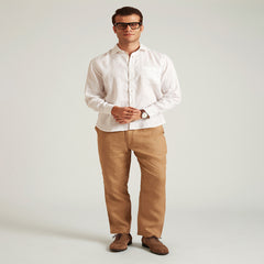 B77 NOAH - Classic White Linen Men's Shirt