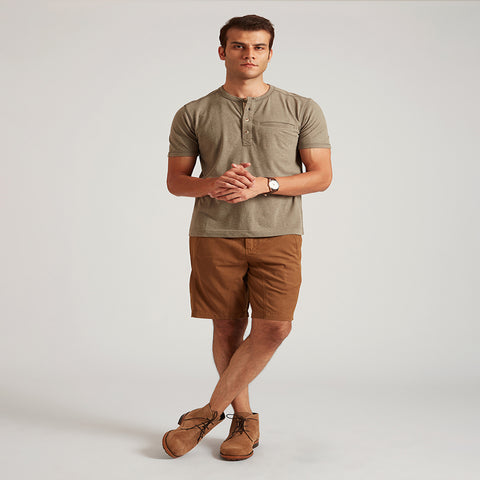 B77 FAER Stylish And Rugged Mustard Organic Cotton Men's Travel Shorts