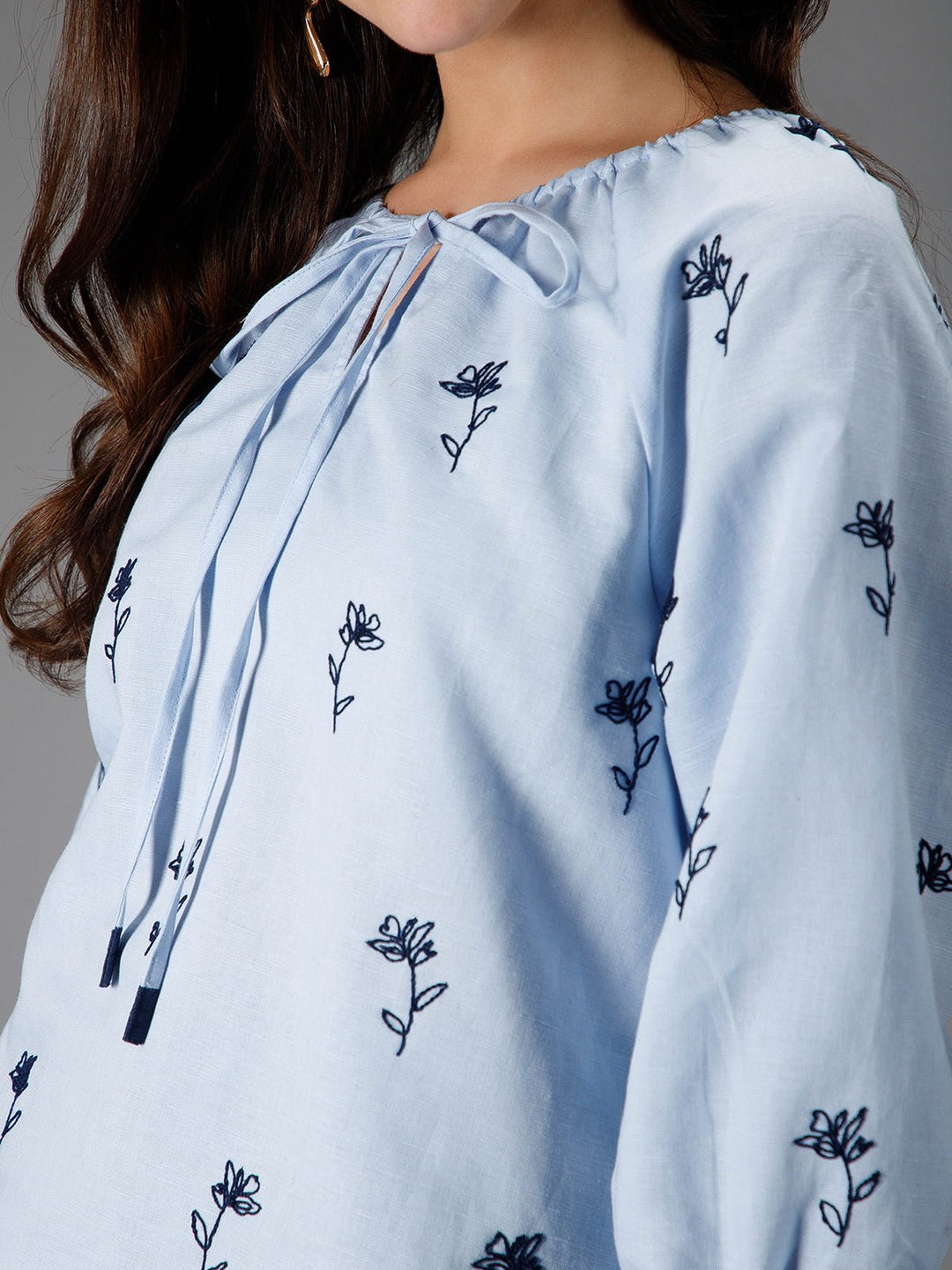B77 AZURE - Contrast Embroidered Top - Suspire