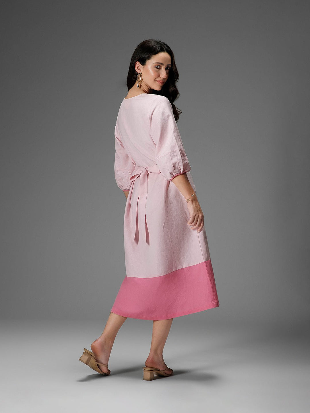 B77 CARNATION - Cotton Linen Long Dress - Suspire