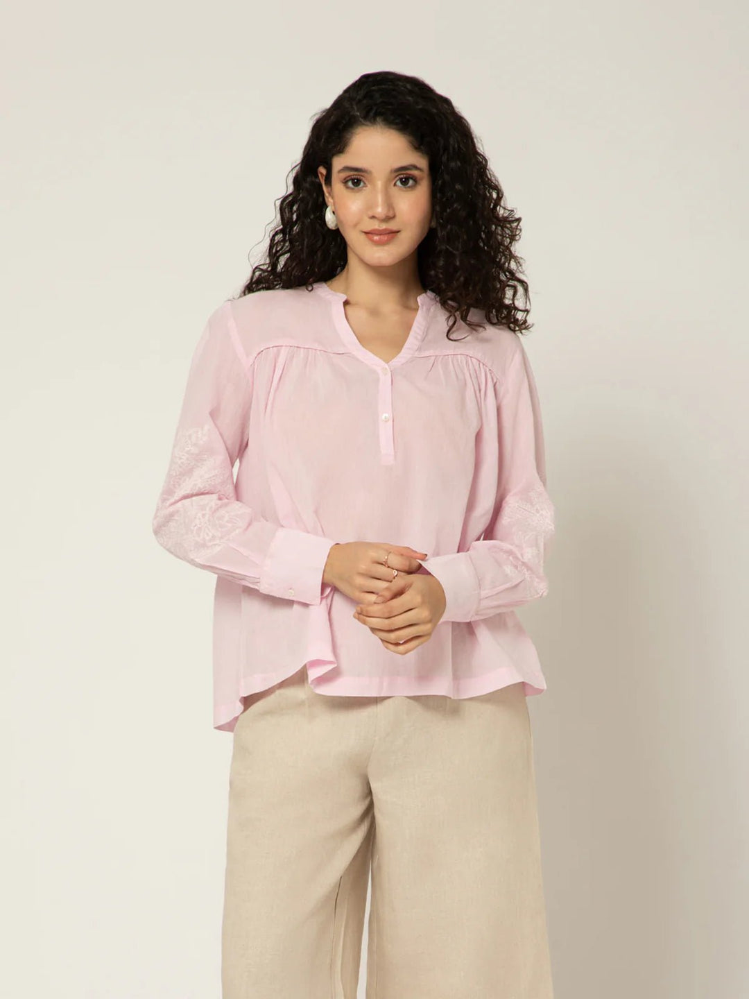 B77 CELINE - Embroidered Organic Cotton Women&