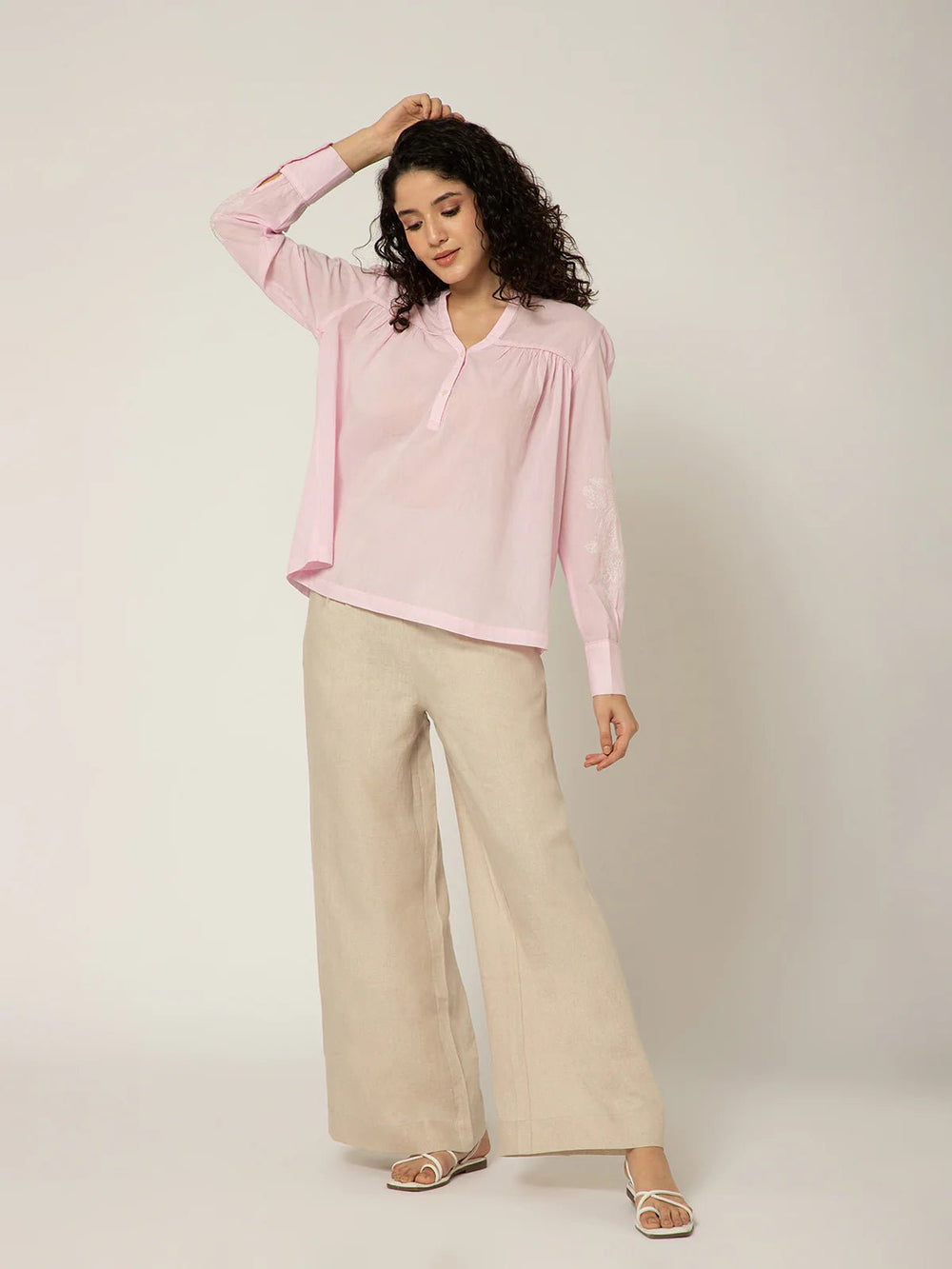 B77 CELINE - Embroidered Organic Cotton Women's Top