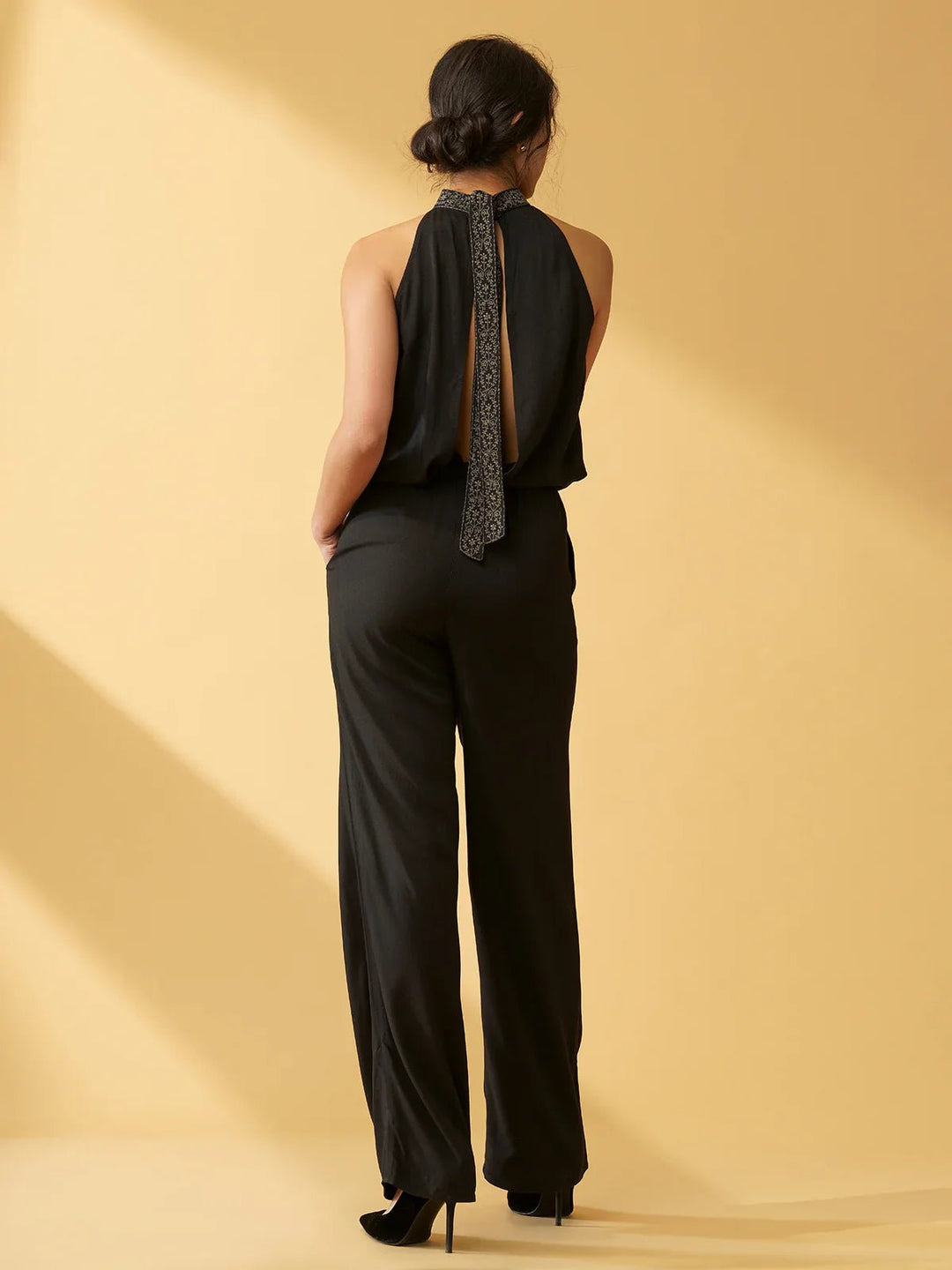 B77 FREJA - Stylish 100% Tencel Halter Neck Jumpsuit - Suspire