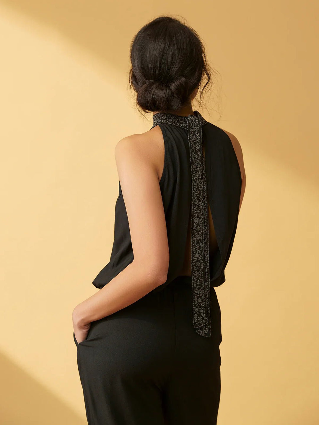 B77 FREJA - Stylish 100% Tencel Halter Neck Jumpsuit - Suspire