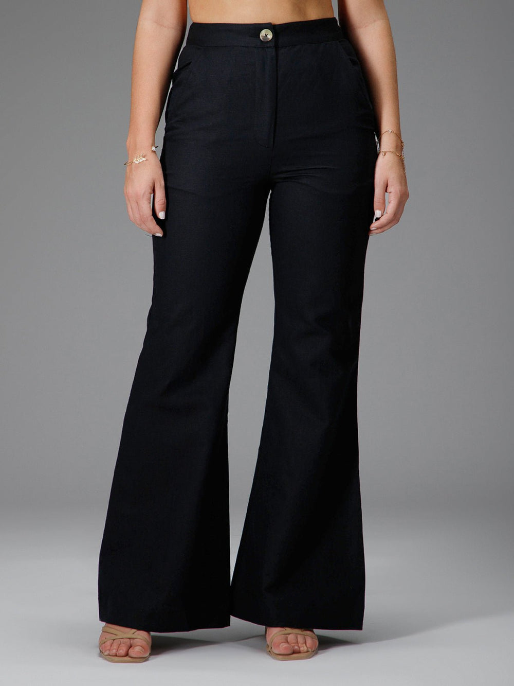 B77 NUIT Cotton Linen Boot-Leg Pants