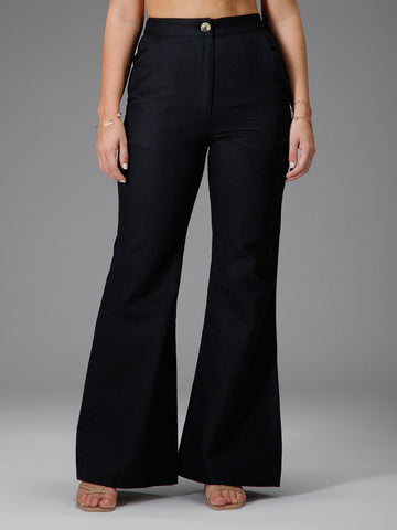 B77 NUIT Cotton Linen Boot-Leg Pants