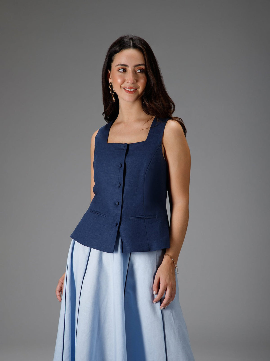 B77 OCEAN - Sustainable Cotton Linen Waistcoat - Suspire