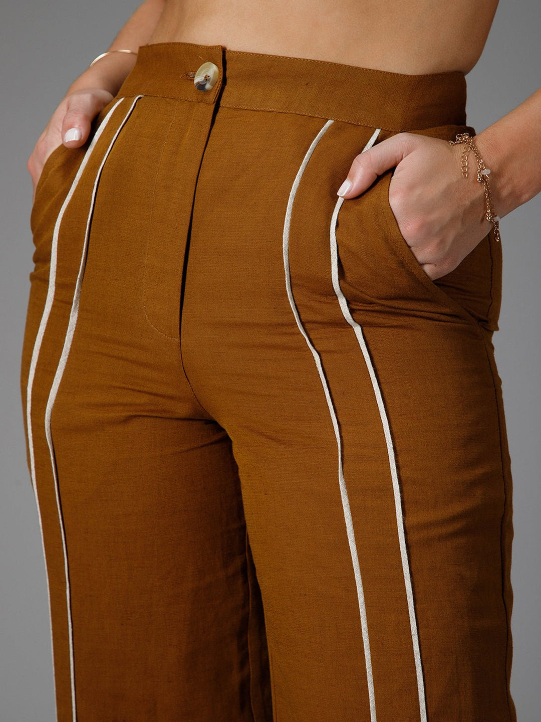 B77 SAVANNAH - Cotton Linen Straight - cut Pants - Suspire