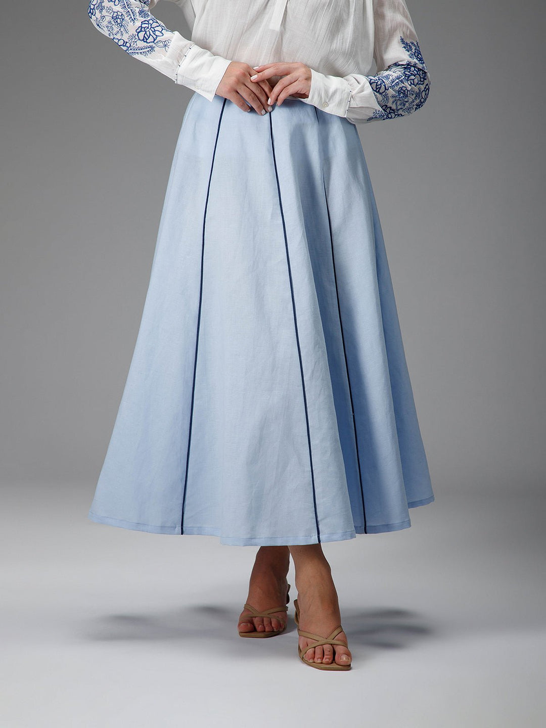 B77 SKYE - Cotton Linen Long Skirt - Suspire