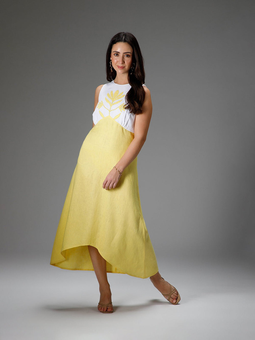 B77 SOLEIL - Hi-Low Hem Dress with Embroidery