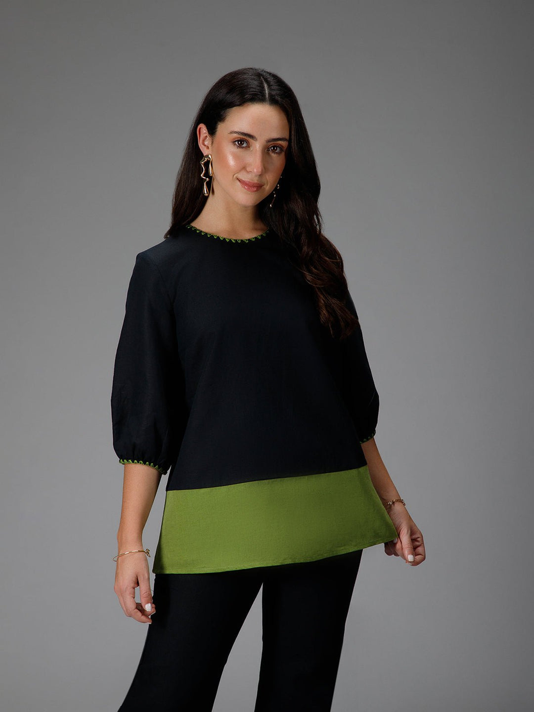 B77 VIRIDIAN - Cotton Linen Top - Suspire