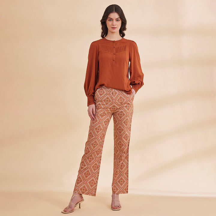 B77 NOORAT Printed Organic Cotton Tencel Women's Trousers