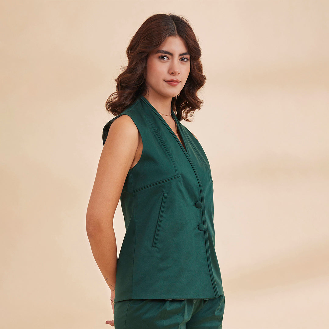 B77 ZAHARA WAISTCOAT Sleeveless Organic Cotton Tencel Women&