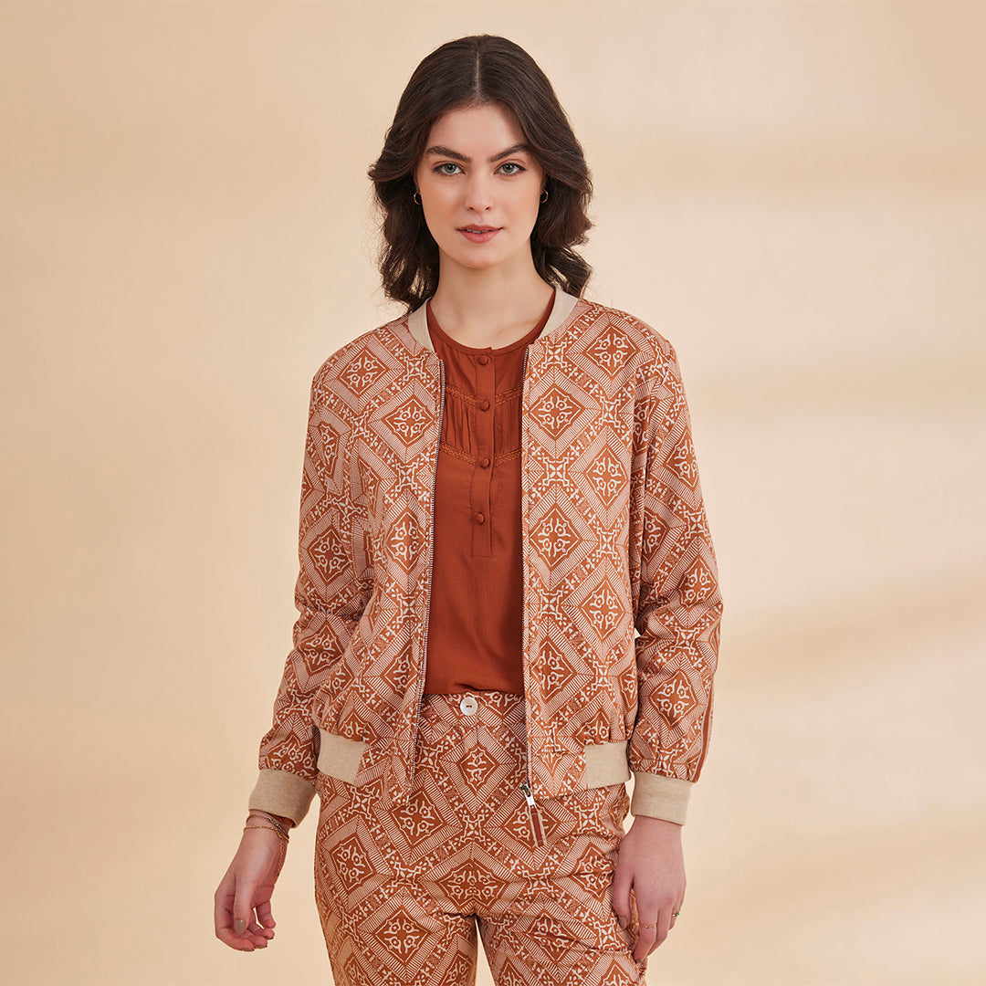 B77 NOORAT Burnt Orange Printed Women&