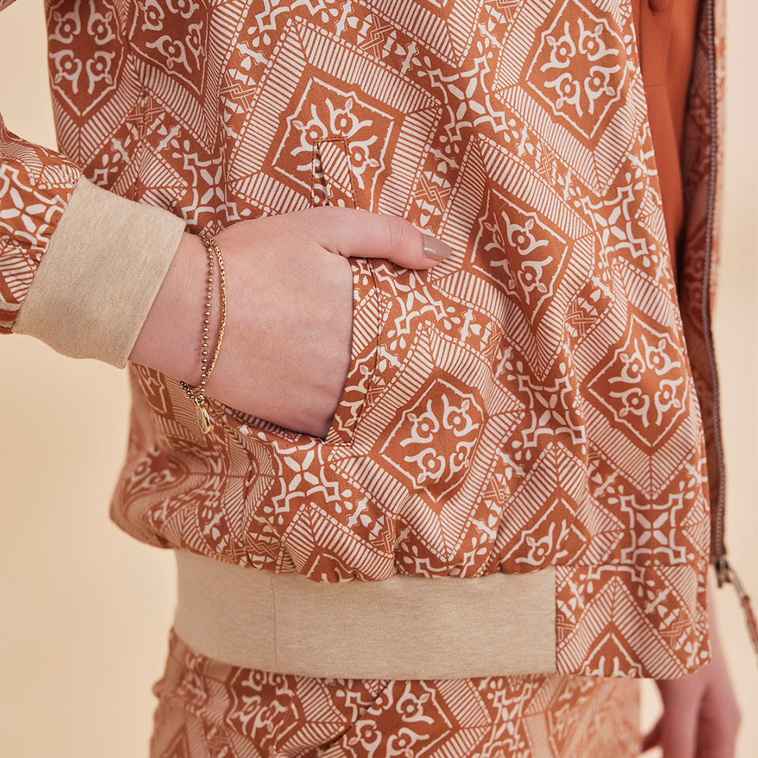 B77 NOORAT Burnt Orange Printed Women&