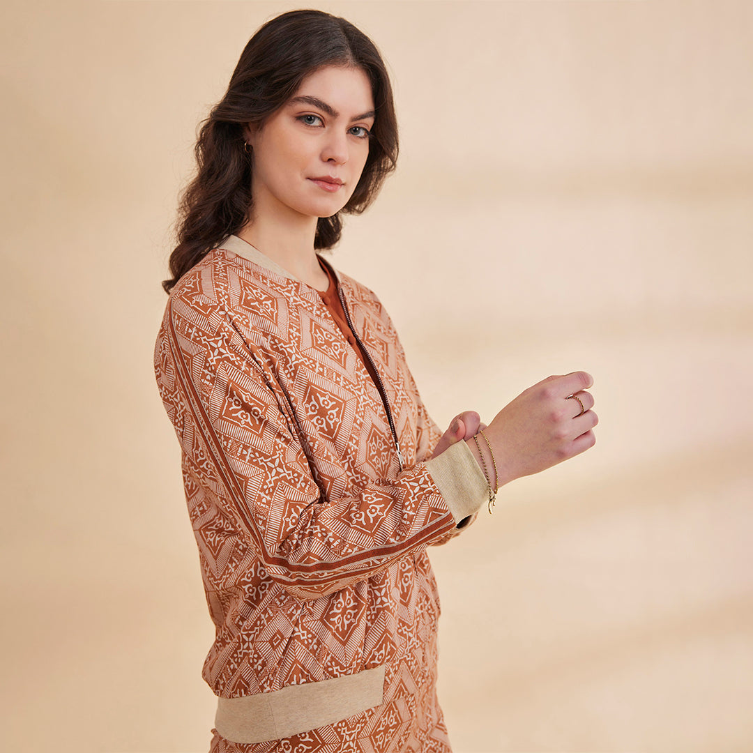 B77 NOORAT Burnt Orange Printed Women&