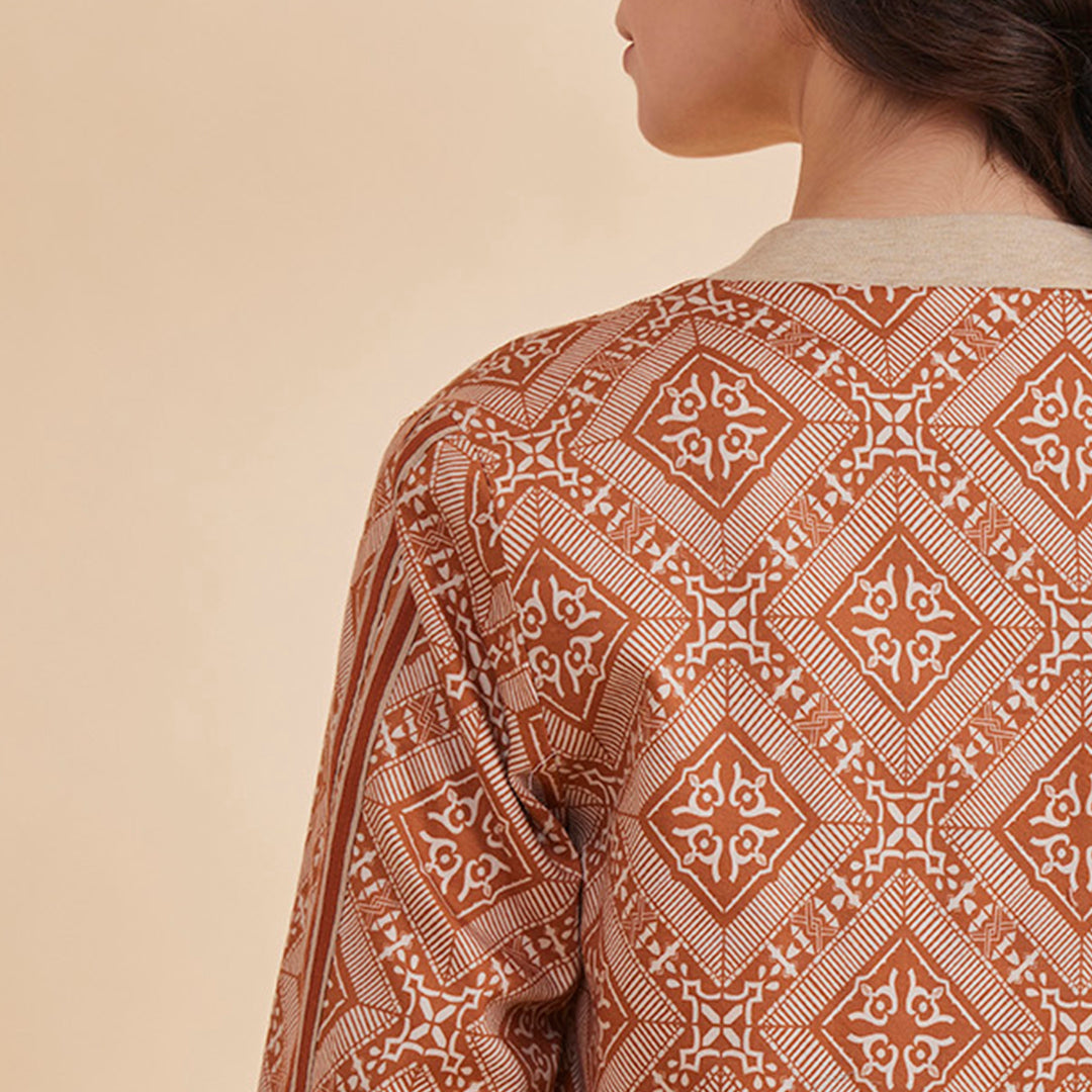 B77 NOORAT Burnt Orange Printed Women&