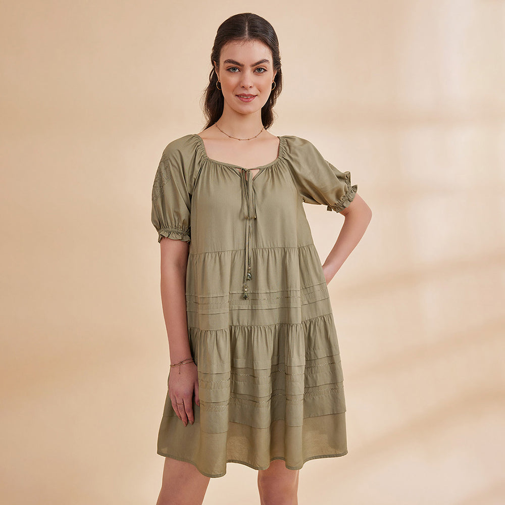 B77 Women's Organic Bamboo Relaxed Tiered Dress