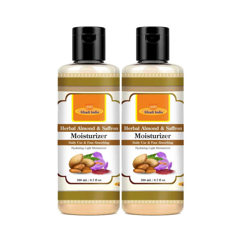 Khadi Care Herbal Almond & Saffron Moisturizer with Sheabutter - Pack of 2 Each 210 ml