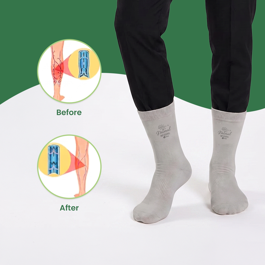 Natural Infusions Bedtime Pain Comfort Socks | Soft Night Comfort Socks for Men & Women | Grey | 1 Pair