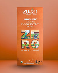 Zugar Vegan Orange Dark Chocolate | 55% Cacao, No Refined Sugar | 45g