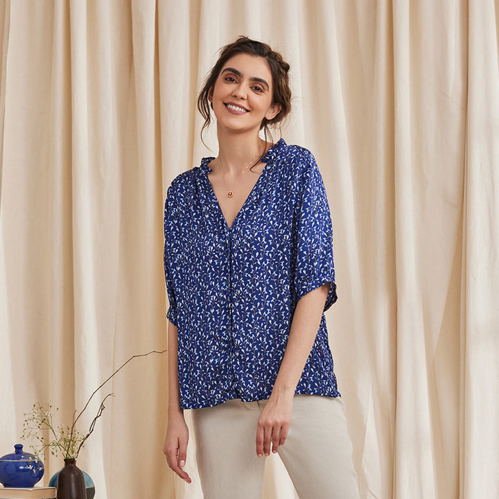 B77 LIVIA Formal Printed Modal Satin Women's Shirt