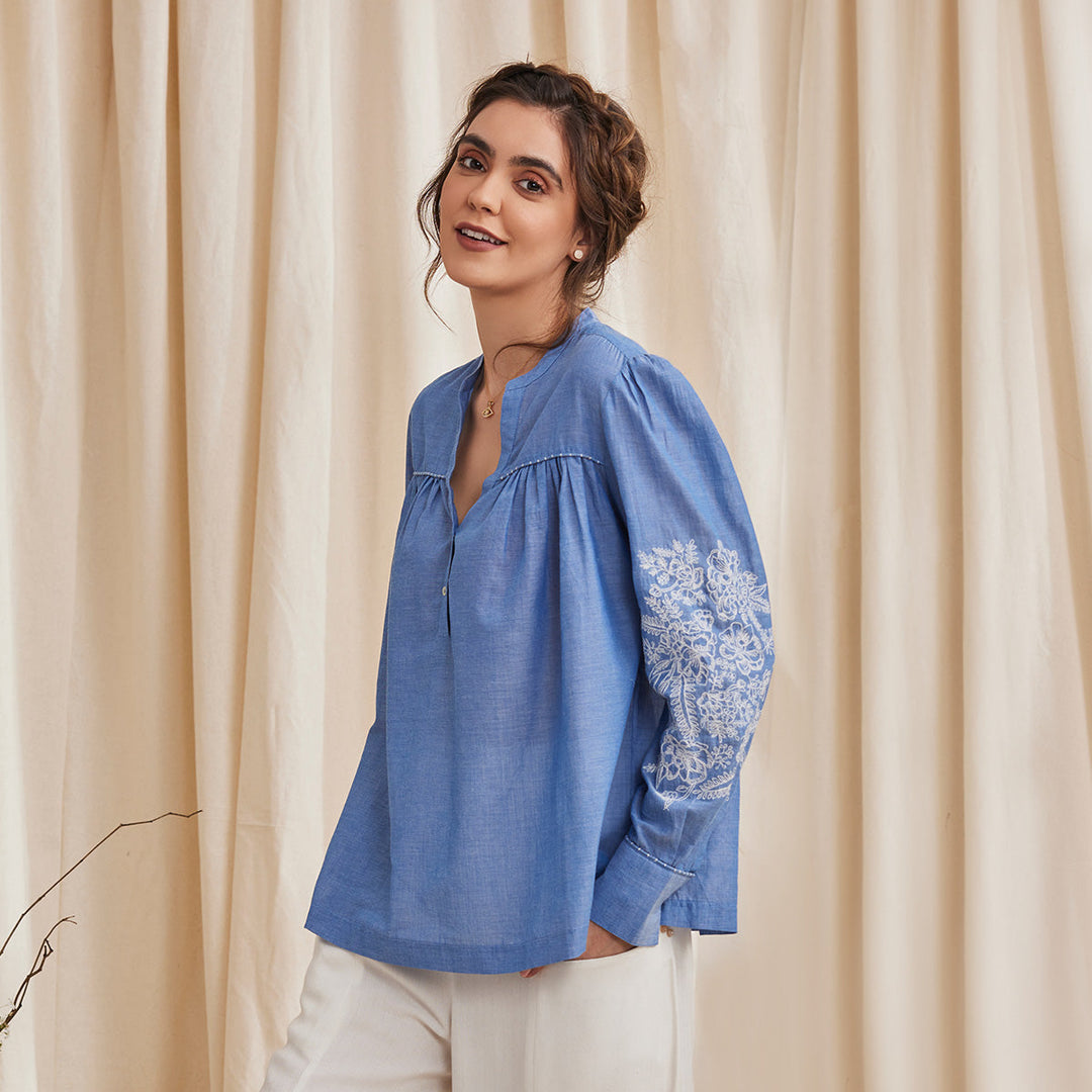 B77 CELINE Embroidered Organic Cotton Women&