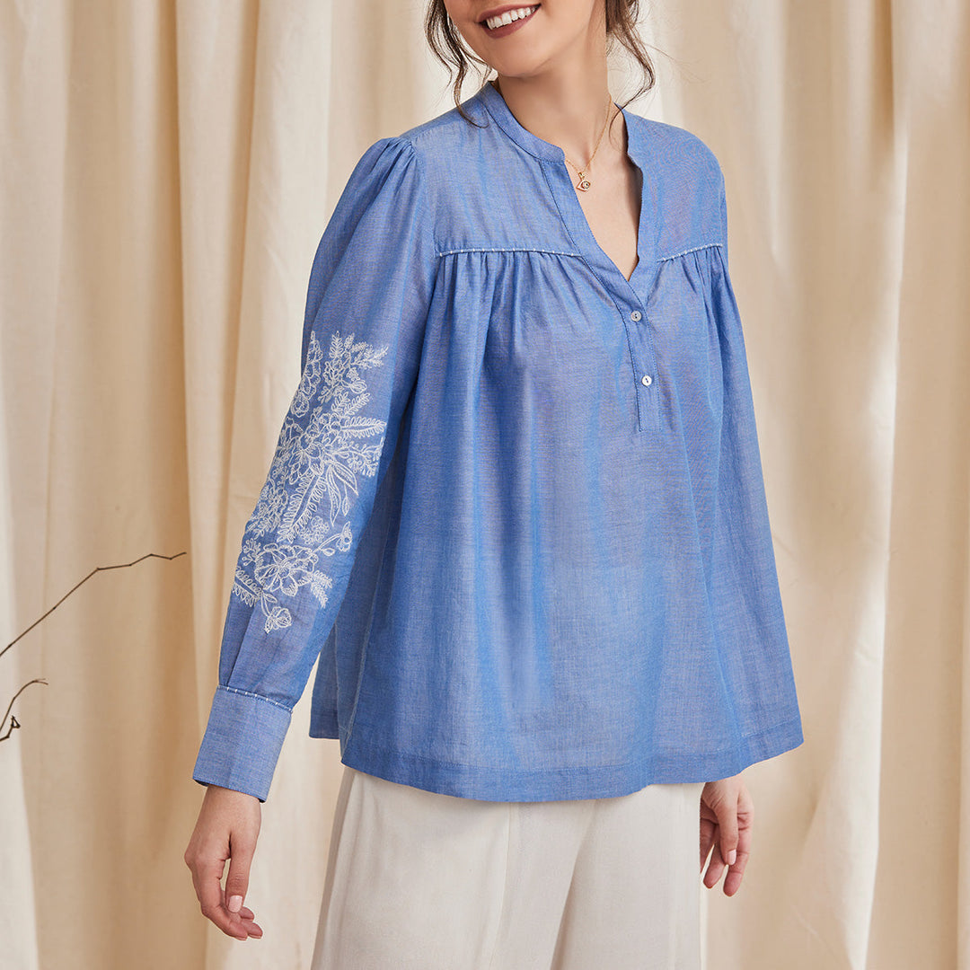 B77 CELINE Embroidered Organic Cotton Women&
