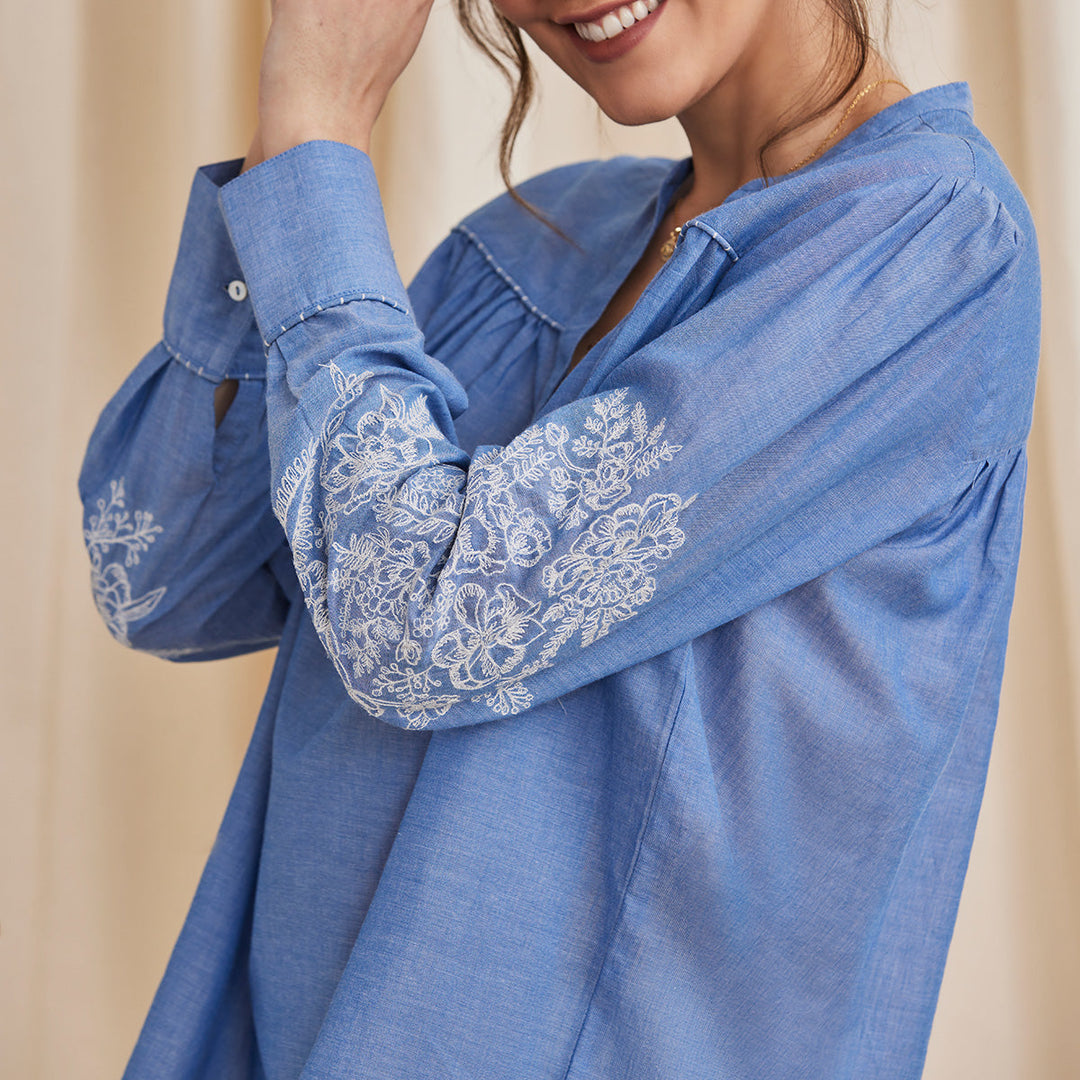 B77 CELINE Embroidered Organic Cotton Women&