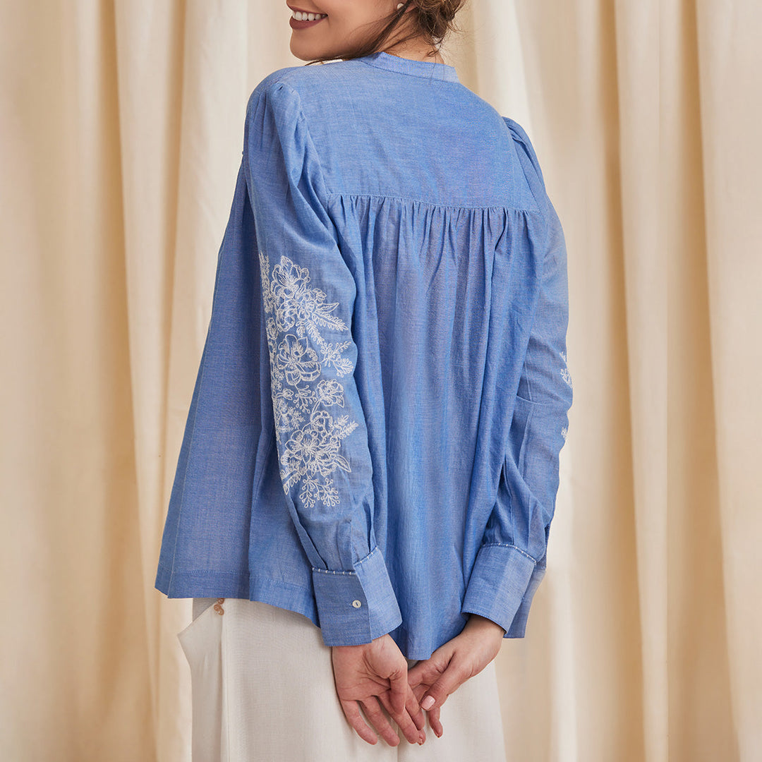 B77 CELINE Embroidered Organic Cotton Women&