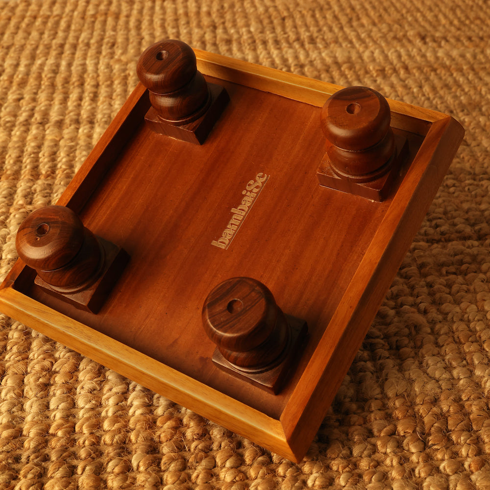 BambaiSe Compact Bajot Sunshine Mandala | Teak Wood | 8" x 8&
