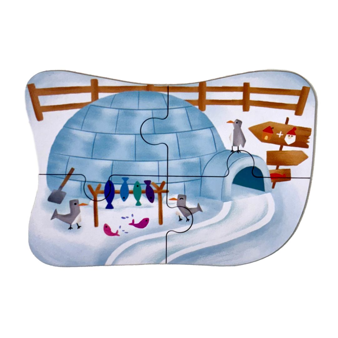 Wudly Wooden Progressive Puzzle Metal Box Polar animal
