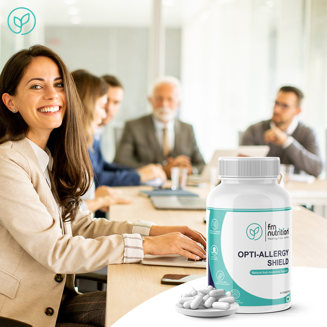 FM Nutrition Opti-Allergy Shield I Natural Anti-Histamine Complex I Quercetin with Bromelain and plant derivatives I Vegan I Non-GMO I 60 Veg Capsules
