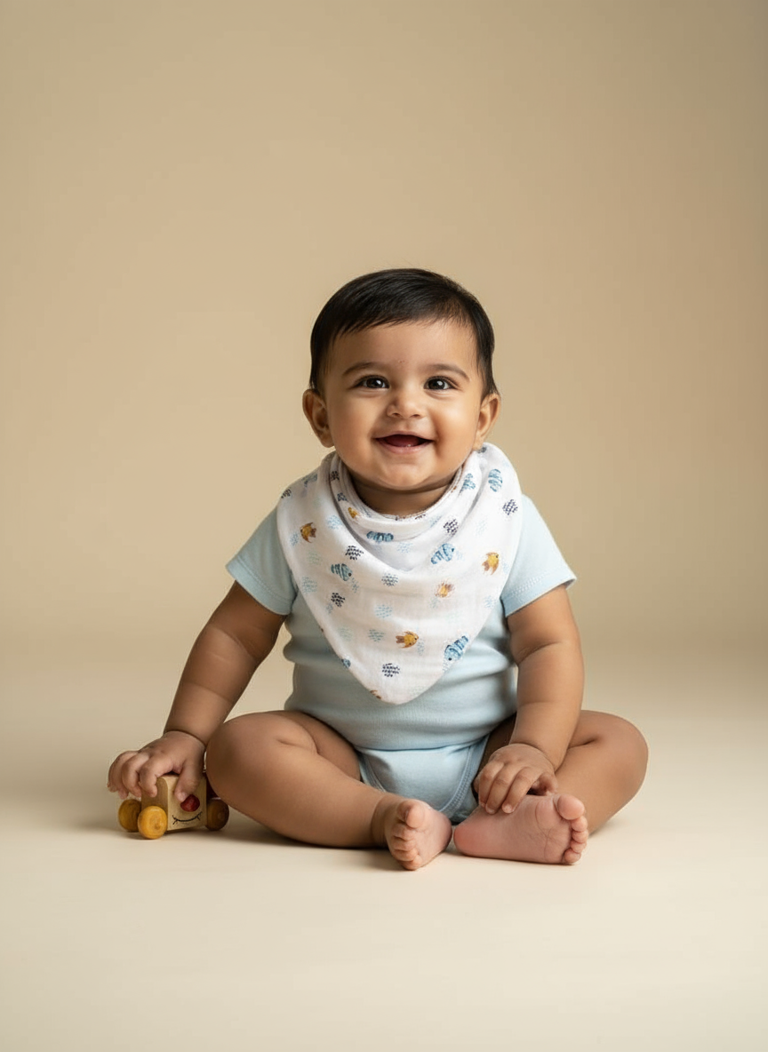 Little Sudhams Organic Cotton Muslin Bandana Drool Bib