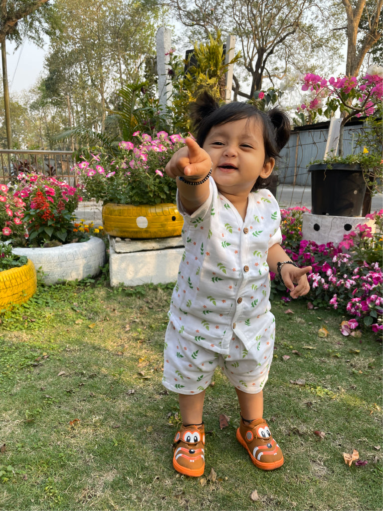 Little Sudhams Organic Cotton Muslin Baby Short-Sleeve Set