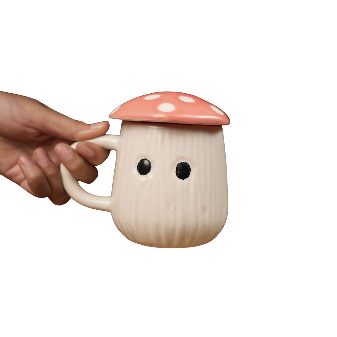 Mushroom Lid Mug – Whimsical Cottagecore Ceramic Coffee &amp; Tea Mug with Lid - https://artecasa.in/
