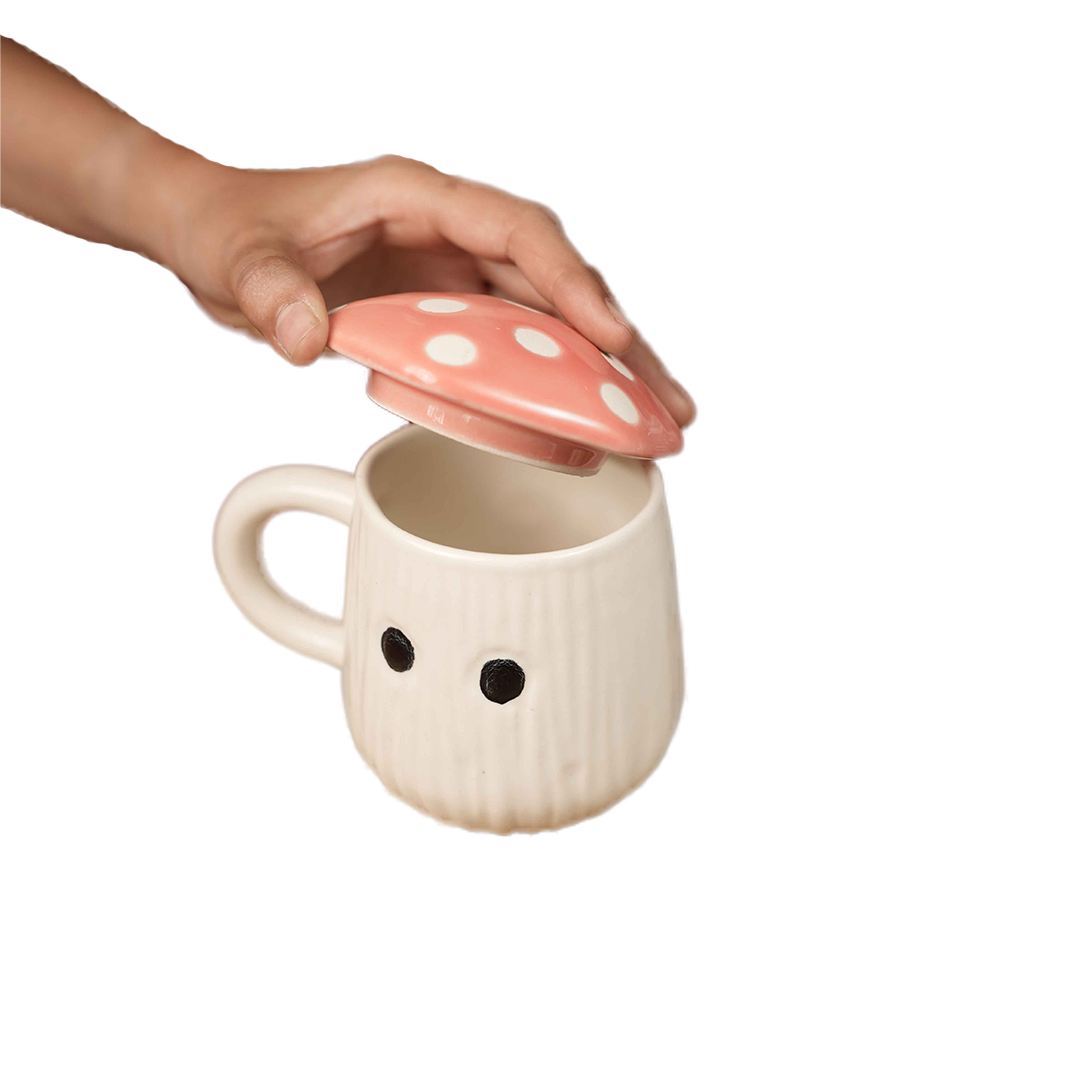 Mushroom Lid Mug – Whimsical Cottagecore Ceramic Coffee &amp; Tea Mug with Lid - https://artecasa.in/
