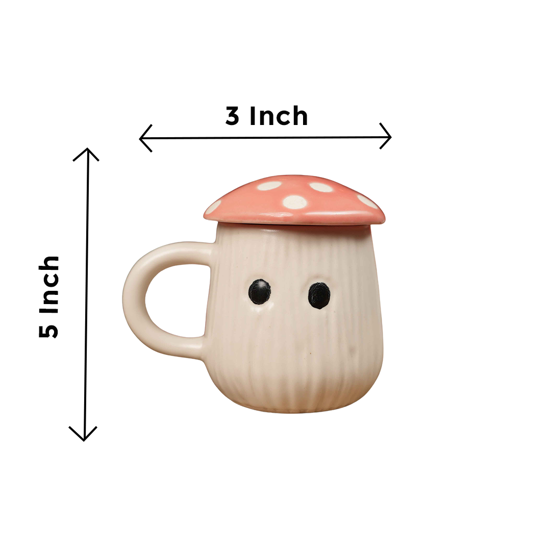 Mushroom Lid Mug – Whimsical Cottagecore Ceramic Coffee &amp; Tea Mug with Lid - https://artecasa.in/