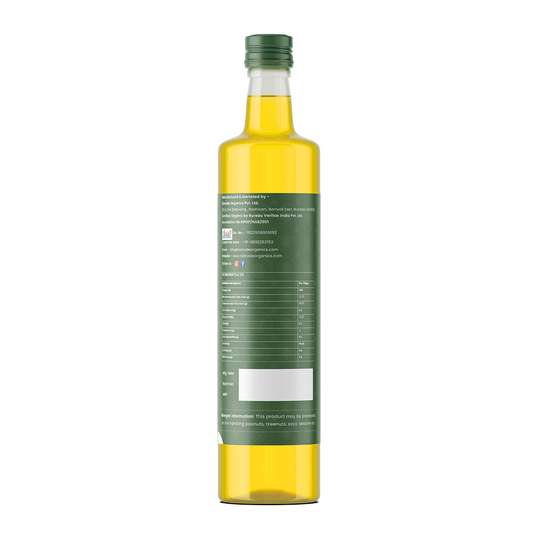 Bionode Organics Cold Pressed Sunflower Oil Certified Organic – 1 Ltr High in Monounsaturated Fats (MUFA) and Polyunsaturated Fats (PUFA), Vitamin E & Antioxidants (1liter)