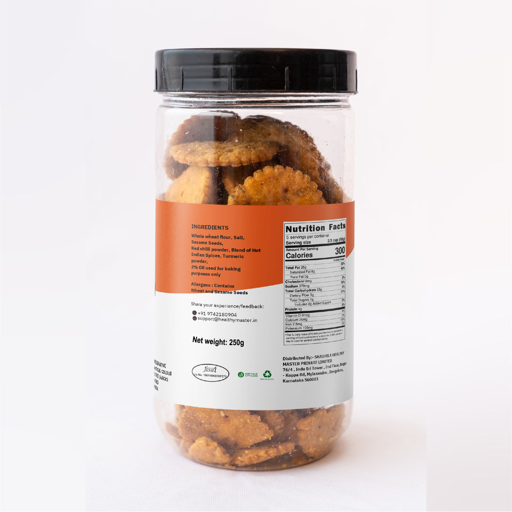 Healthy Master Baked Wheat Masala Mathri 250 g | Diabetic-Friendly & Weight Management Snack