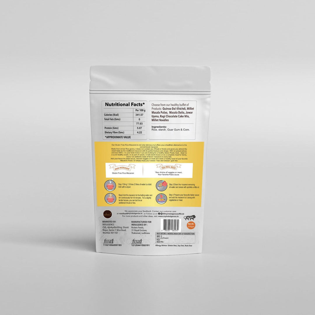 INDULGENCE Gluten Free Rice Macaroni 400 gms ( pack of 2)