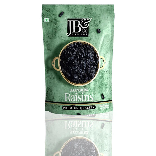 JB&CO Afghan Seedless Black Raisins (Kali Kishmish) - 250 gm