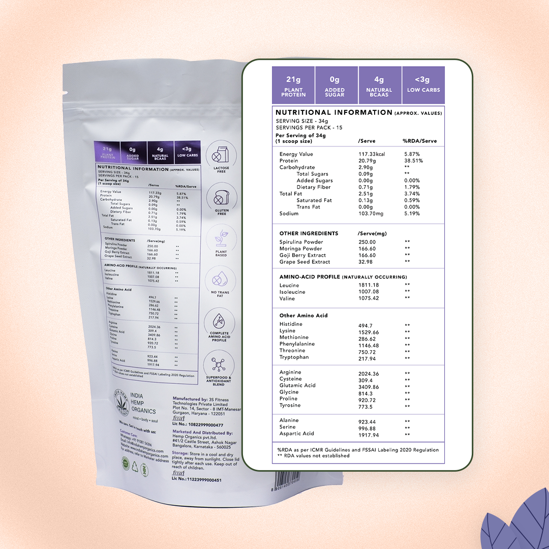 India hemp Organics Hemp Powder - Chocolate Hazelnut - 500 Grams