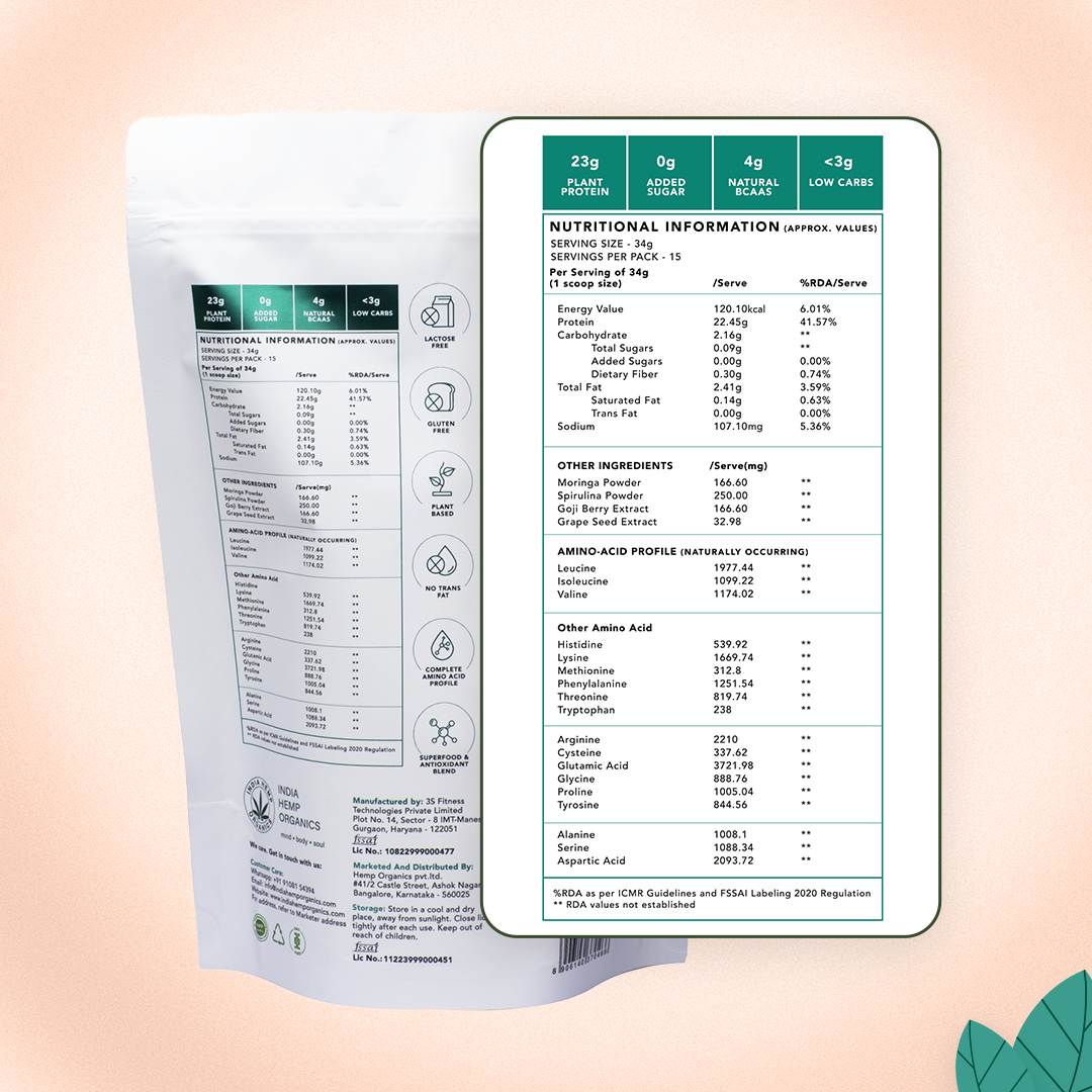 India hemp Organics Hemp Powder - French Vanilla Caramel - 500 Grams