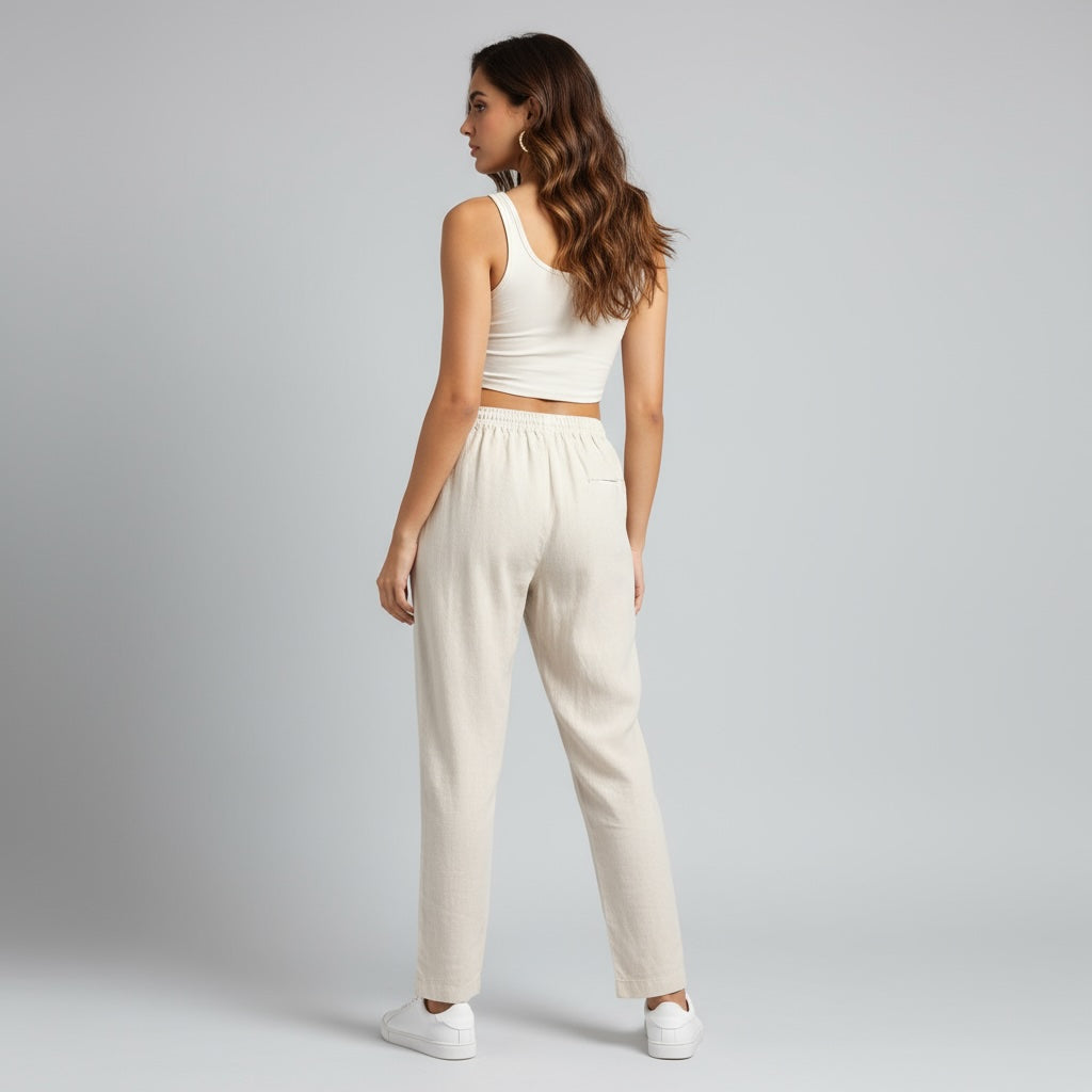 100% Premium Linen Relaxed fit Pants- Women