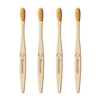 Bamboo Toothbrush - Ultra Soft Bristles | Bamboo Fiber Bristles - Pack of 4